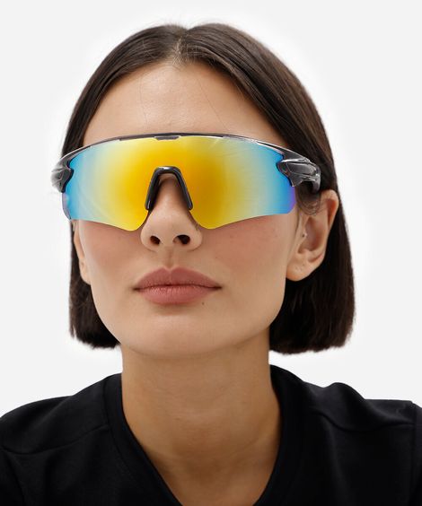 óculos de sol esportivo unissex de acetato cinza