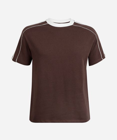 camiseta comfort juvenil manga curta bicolor marrom
