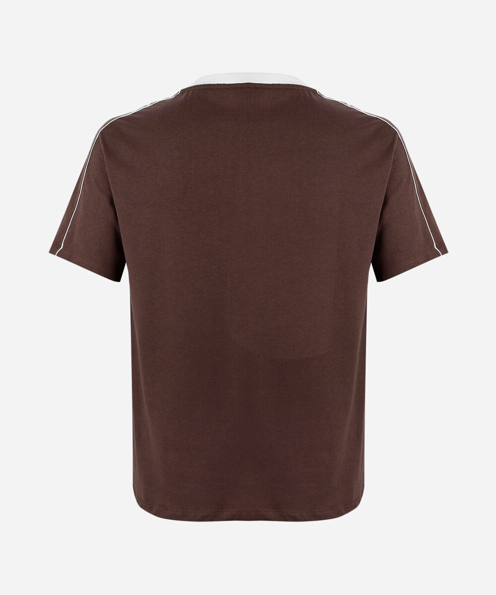 camiseta comfort juvenil manga curta bicolor marrom