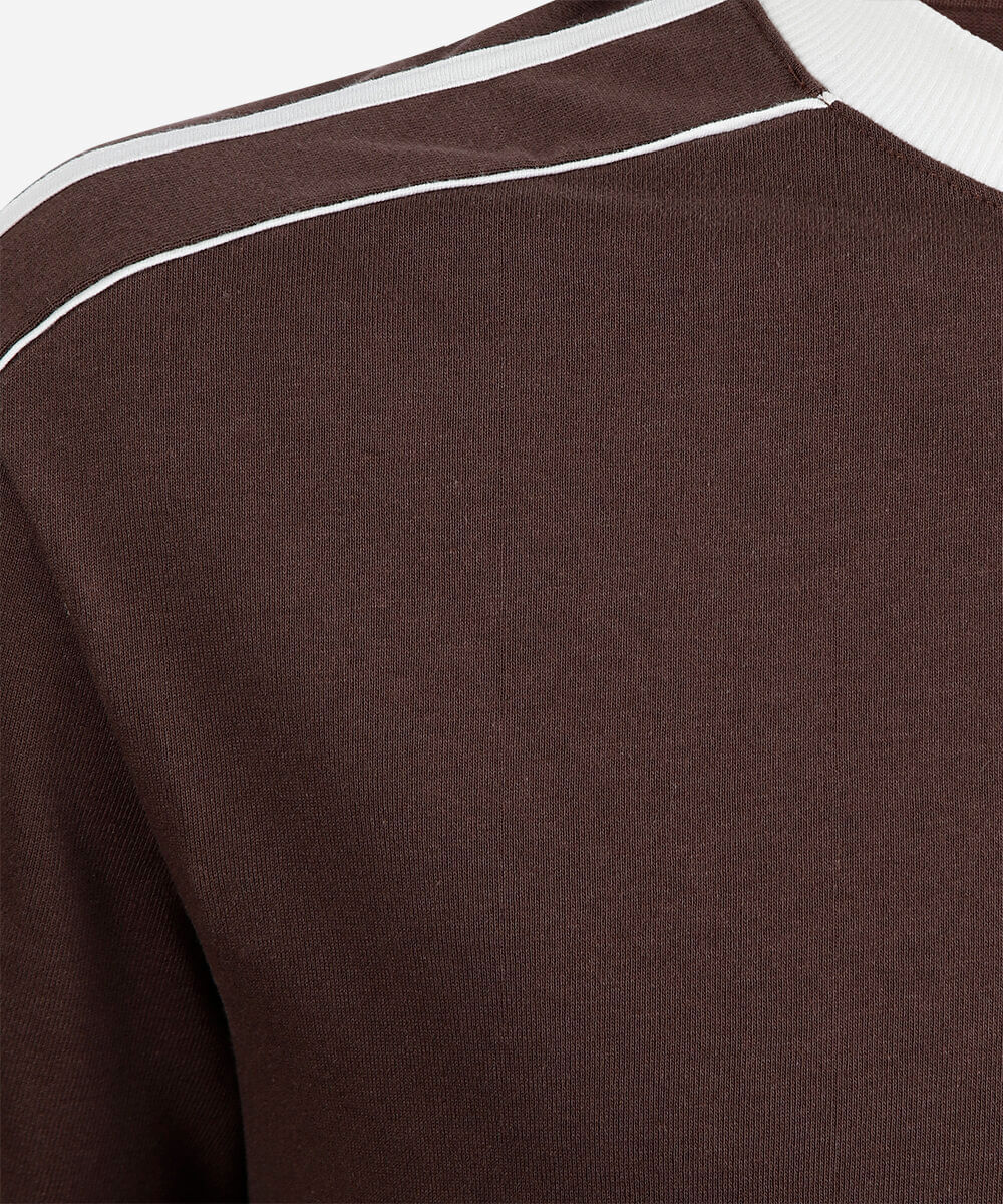 camiseta comfort juvenil manga curta bicolor marrom