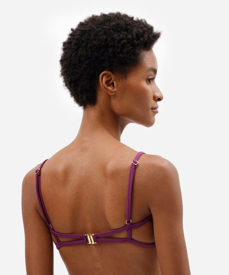biquíni top triângulo feminino franzido roxo
