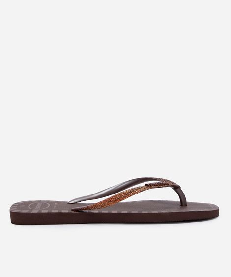 chinelo havaianas feminino square glitter contur marrom