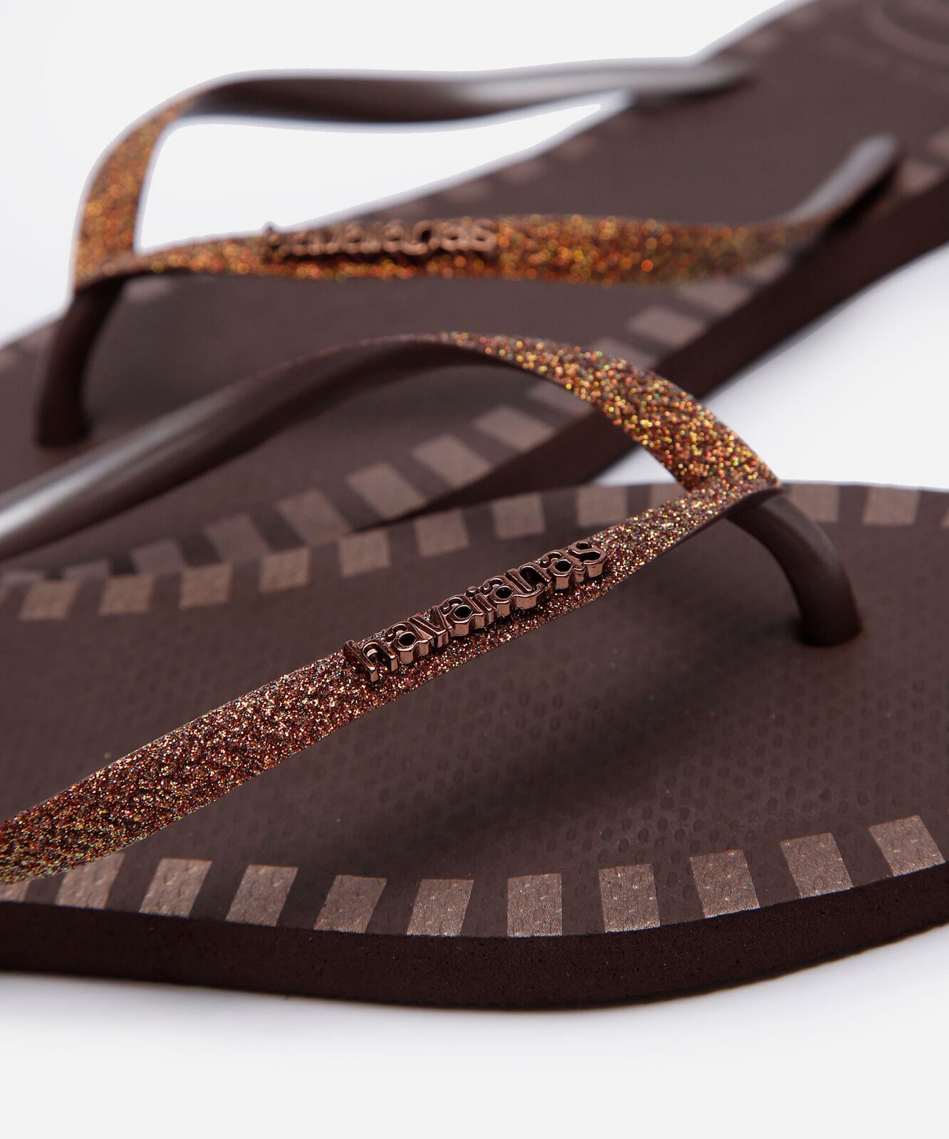 chinelo havaianas feminino square glitter contur marrom