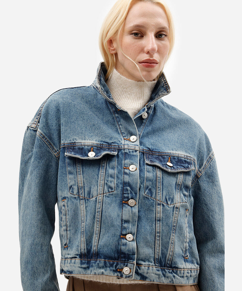 jaqueta jeans feminina azul