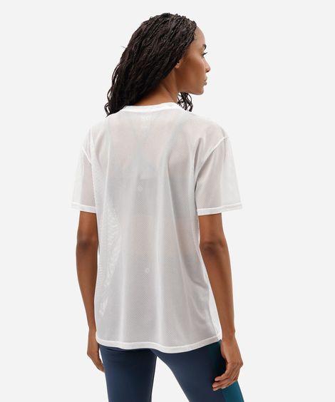camiseta esportiva feminina de tela branca