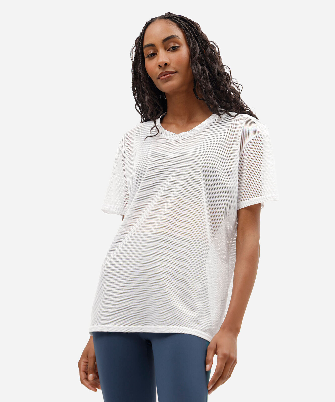 camiseta esportiva feminina de tela branca