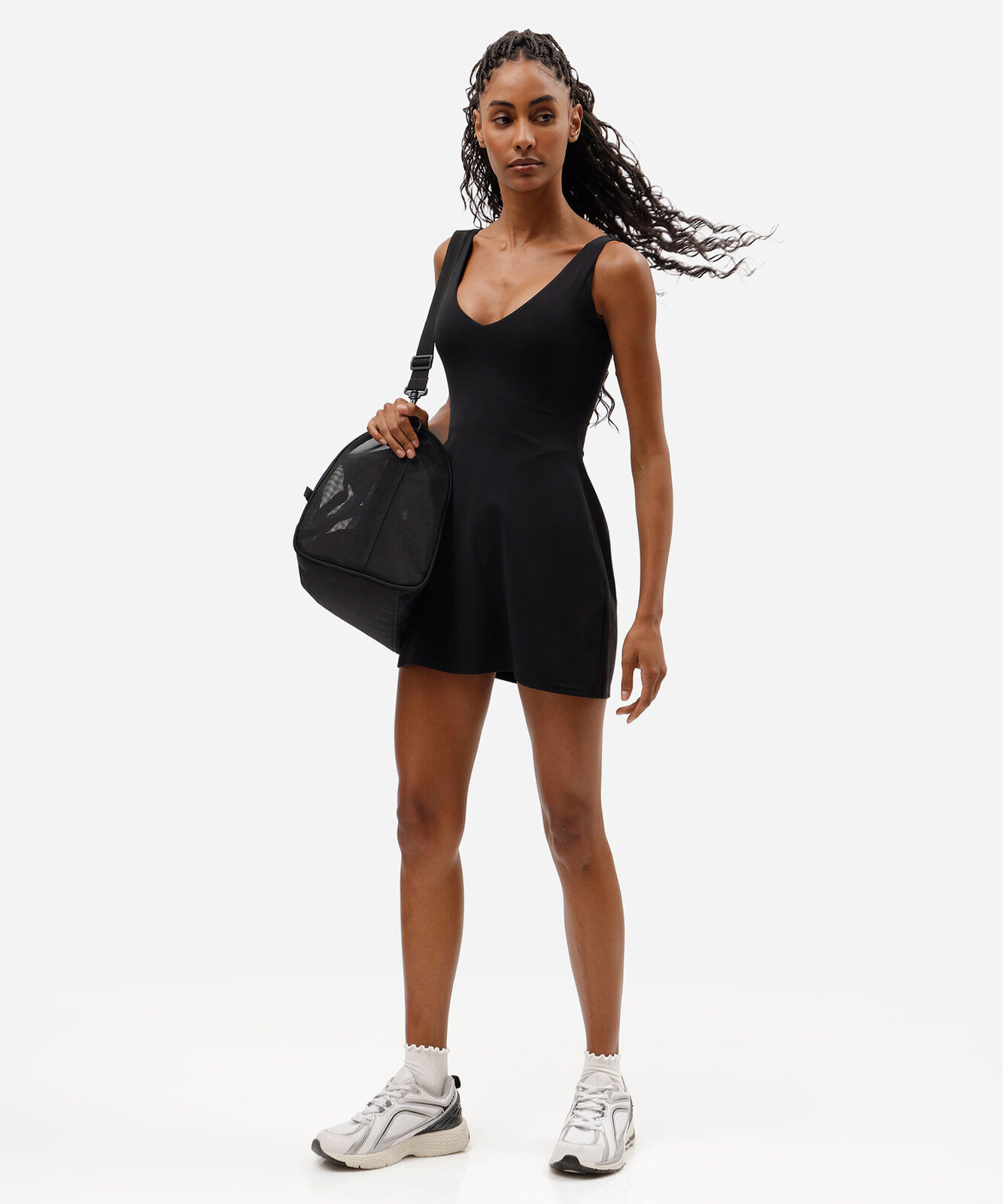 vestido alça fina feminino esportivo preto