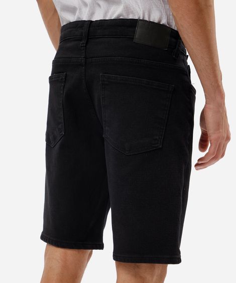 bermuda reta masculina de sarja preta