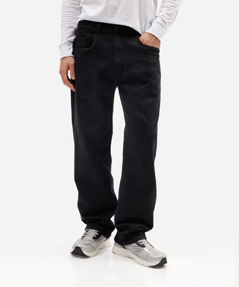 calça reta masculina jeans preta