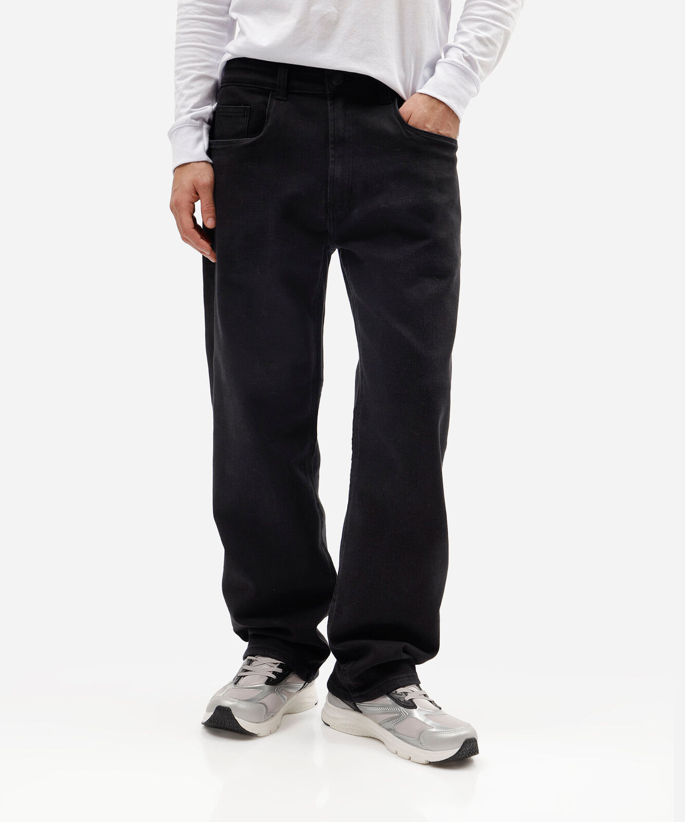calça reta masculina jeans preta