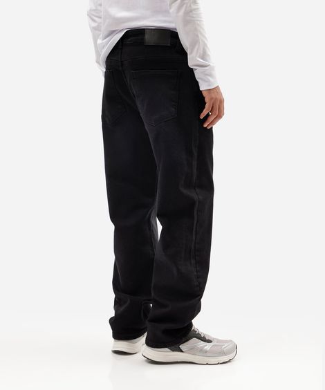 calça reta masculina jeans preta