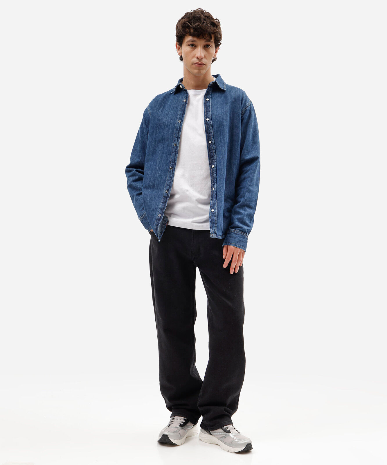calça reta masculina jeans preta