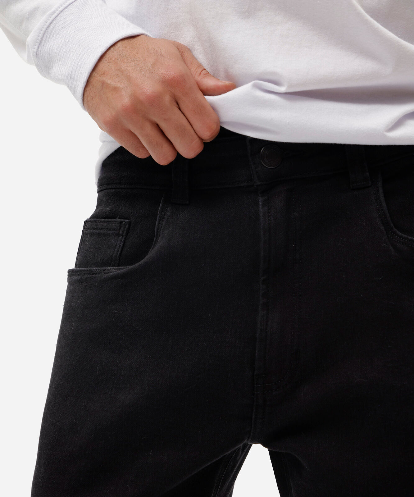 calça reta masculina jeans preta