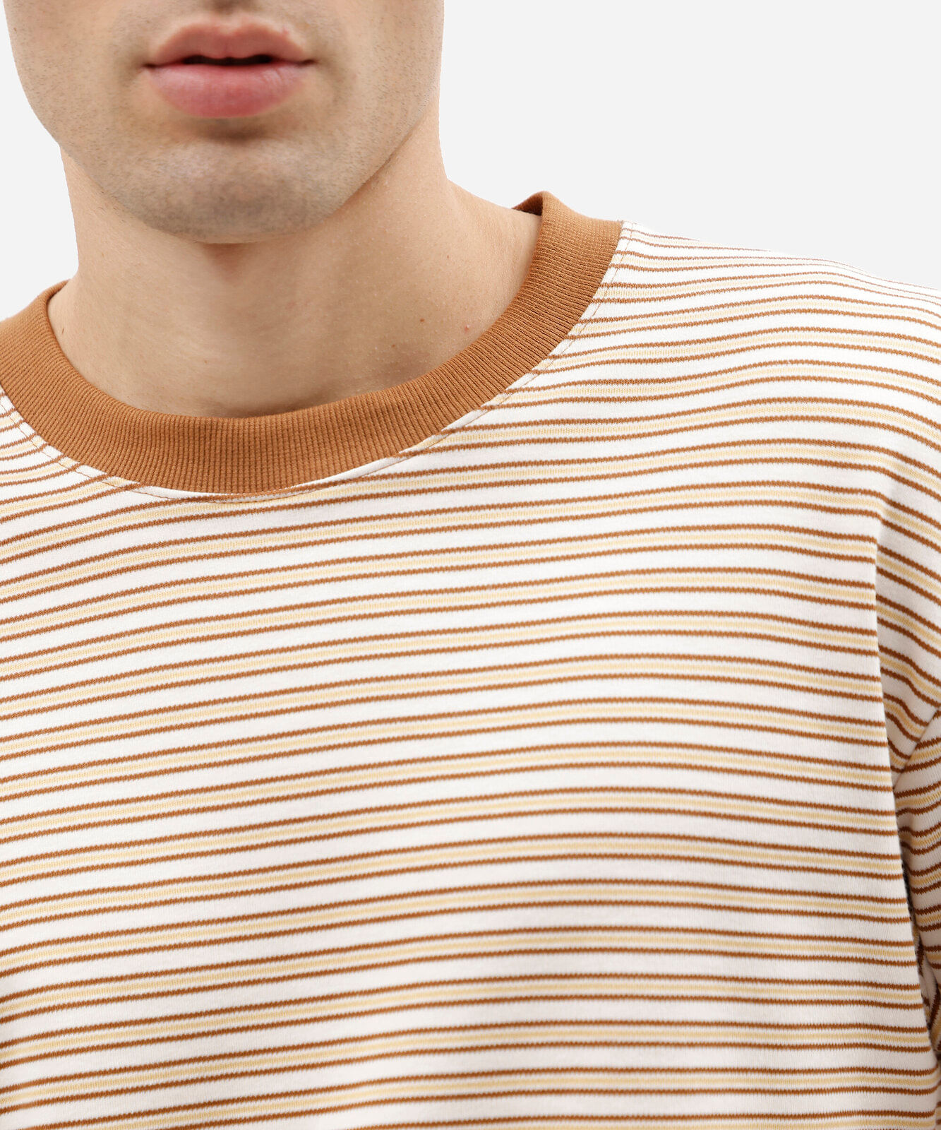 camiseta masculina com algodão manga longa listrada off white