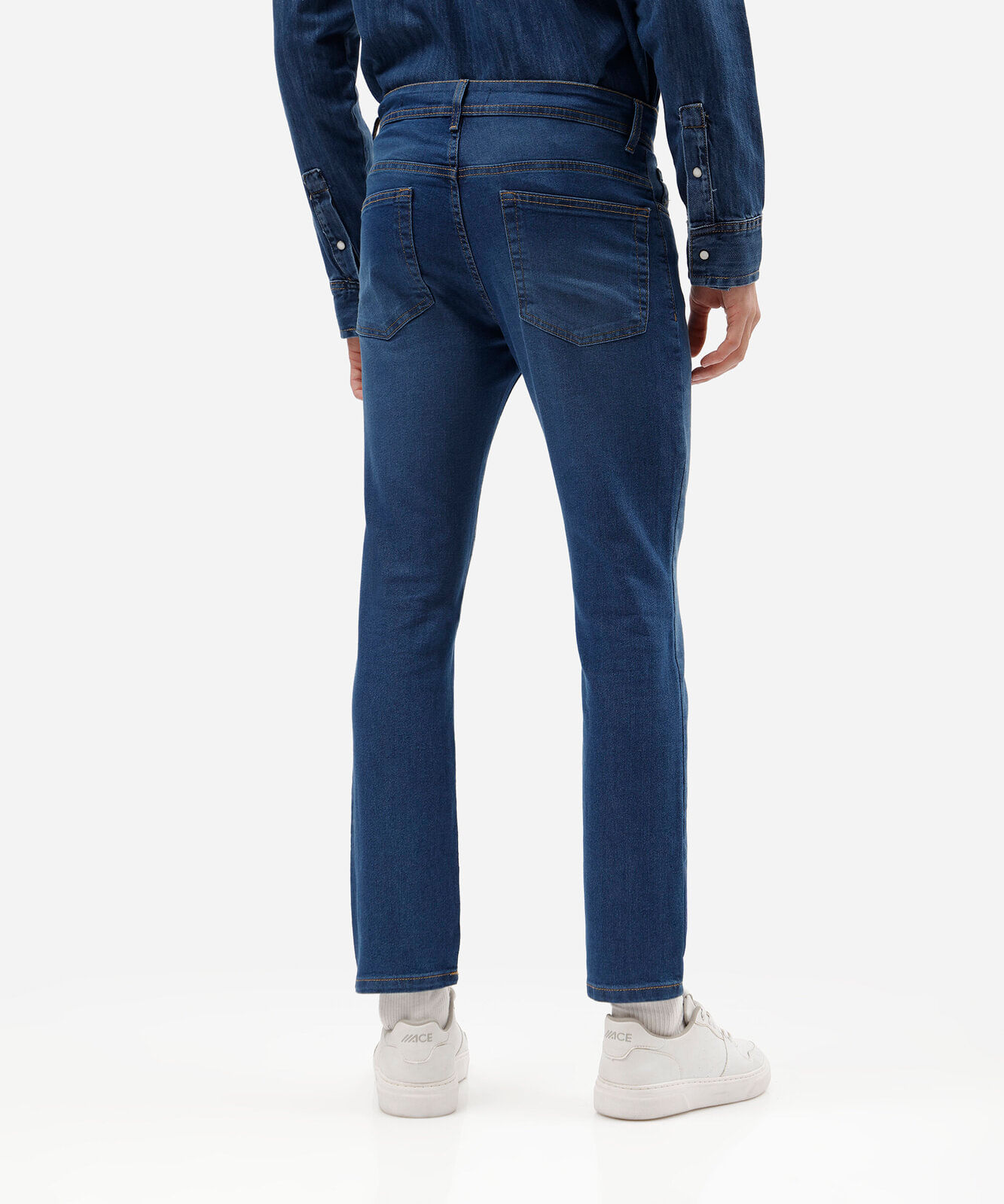 calça slim masculina jeans azul