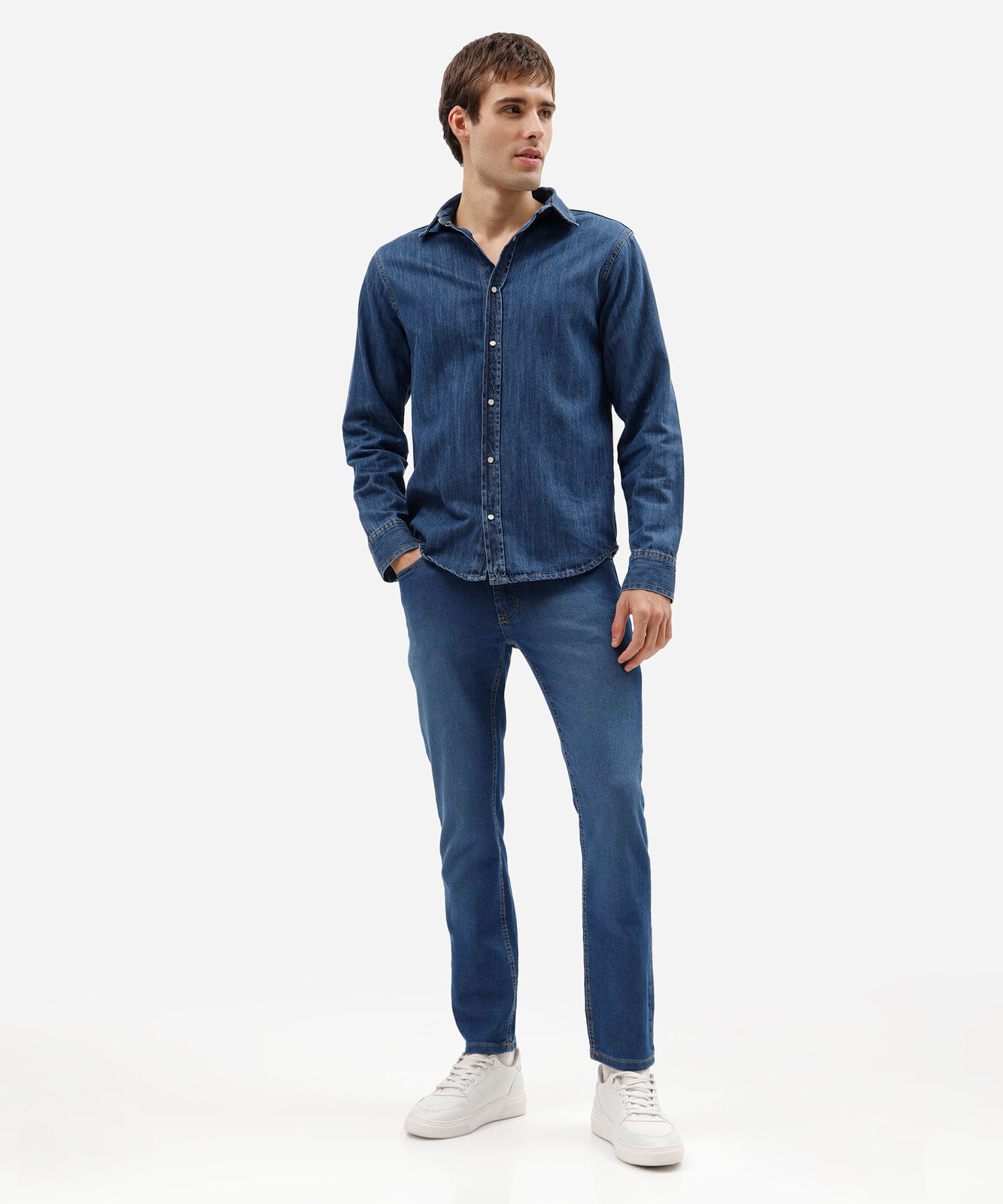 calça slim masculina jeans azul