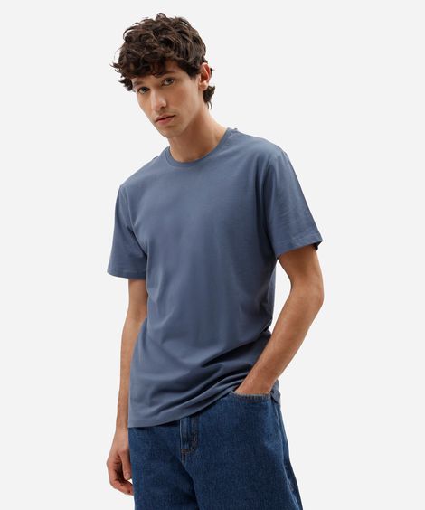 camiseta slim masculina de algodão azul