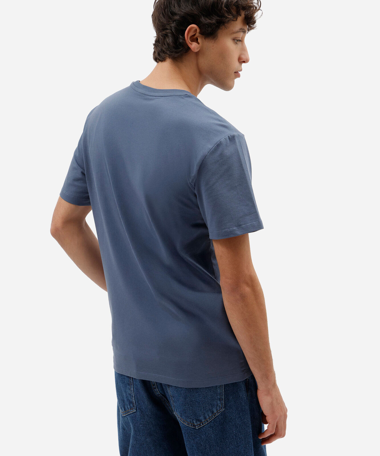 camiseta slim masculina de algodão azul