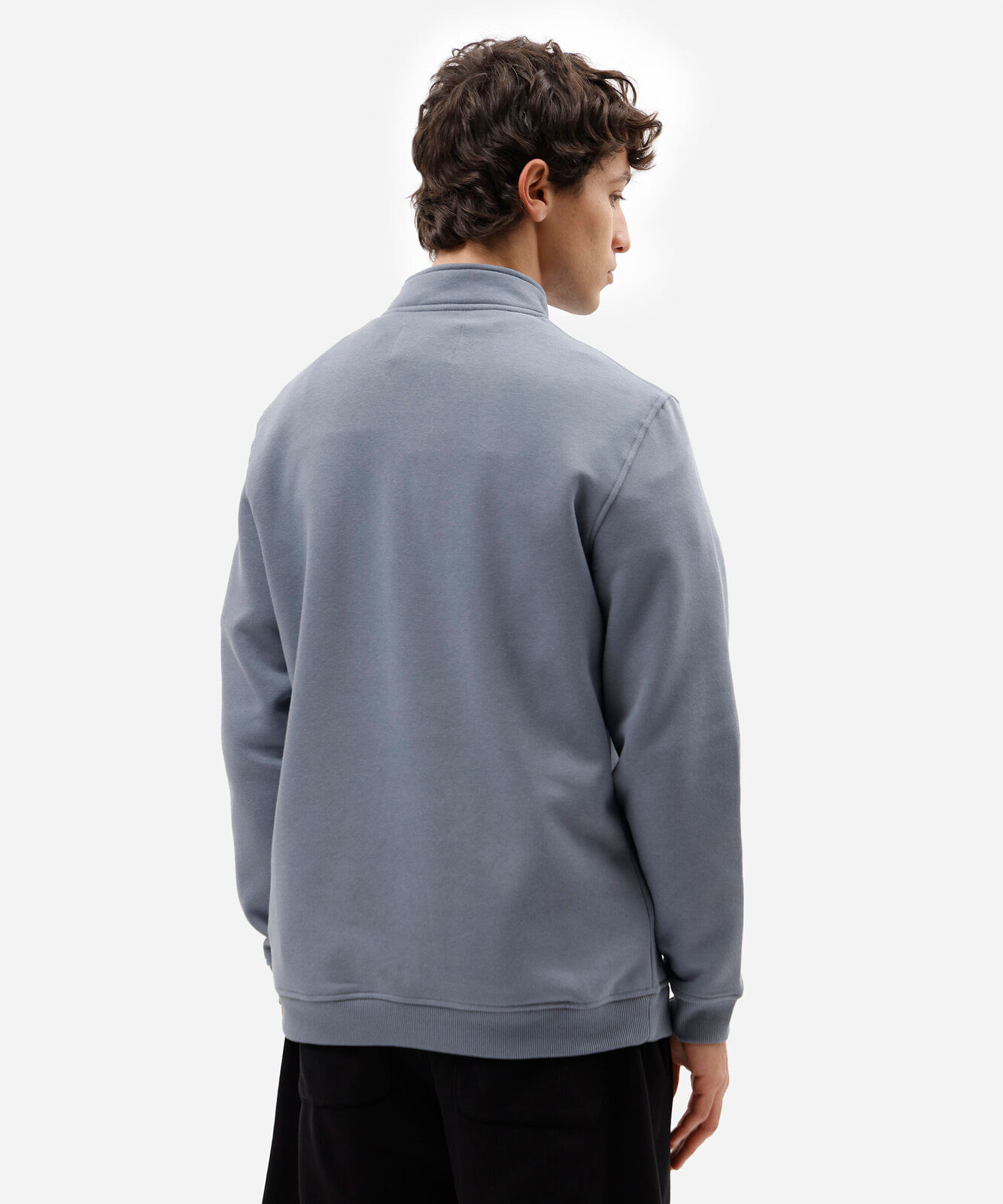 blusão masculino de moletom gola alta com zíper estampado azul