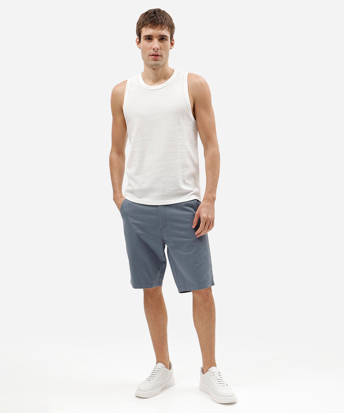 bermuda masculina reta chino azul