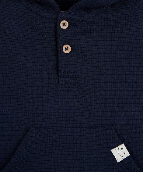 conjunto curto infantil com capuz listrado azul
