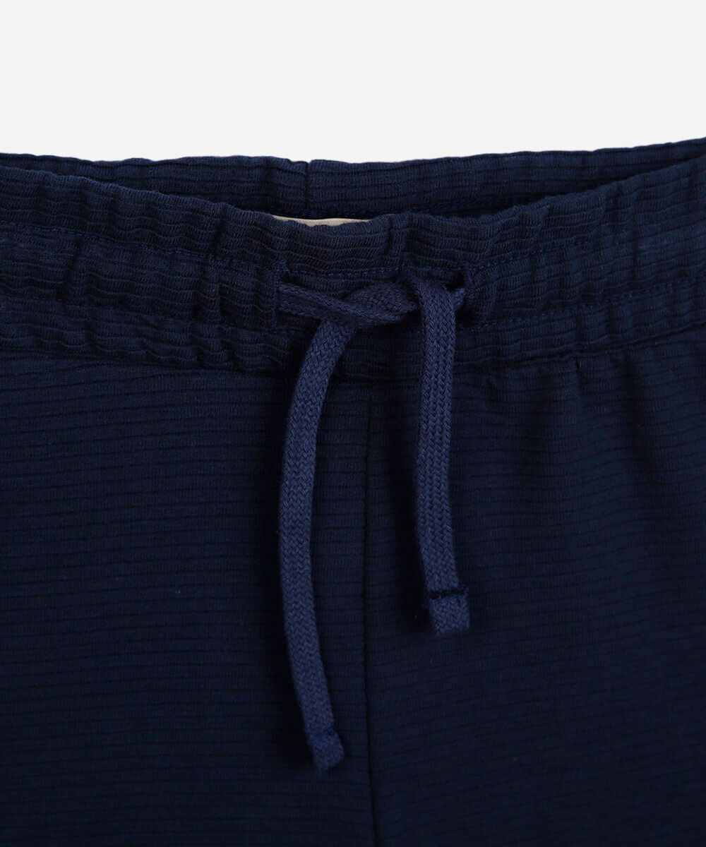 conjunto curto infantil com capuz listrado azul