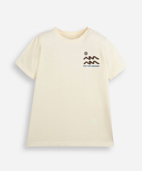 camiseta infantil malha estampada amarela