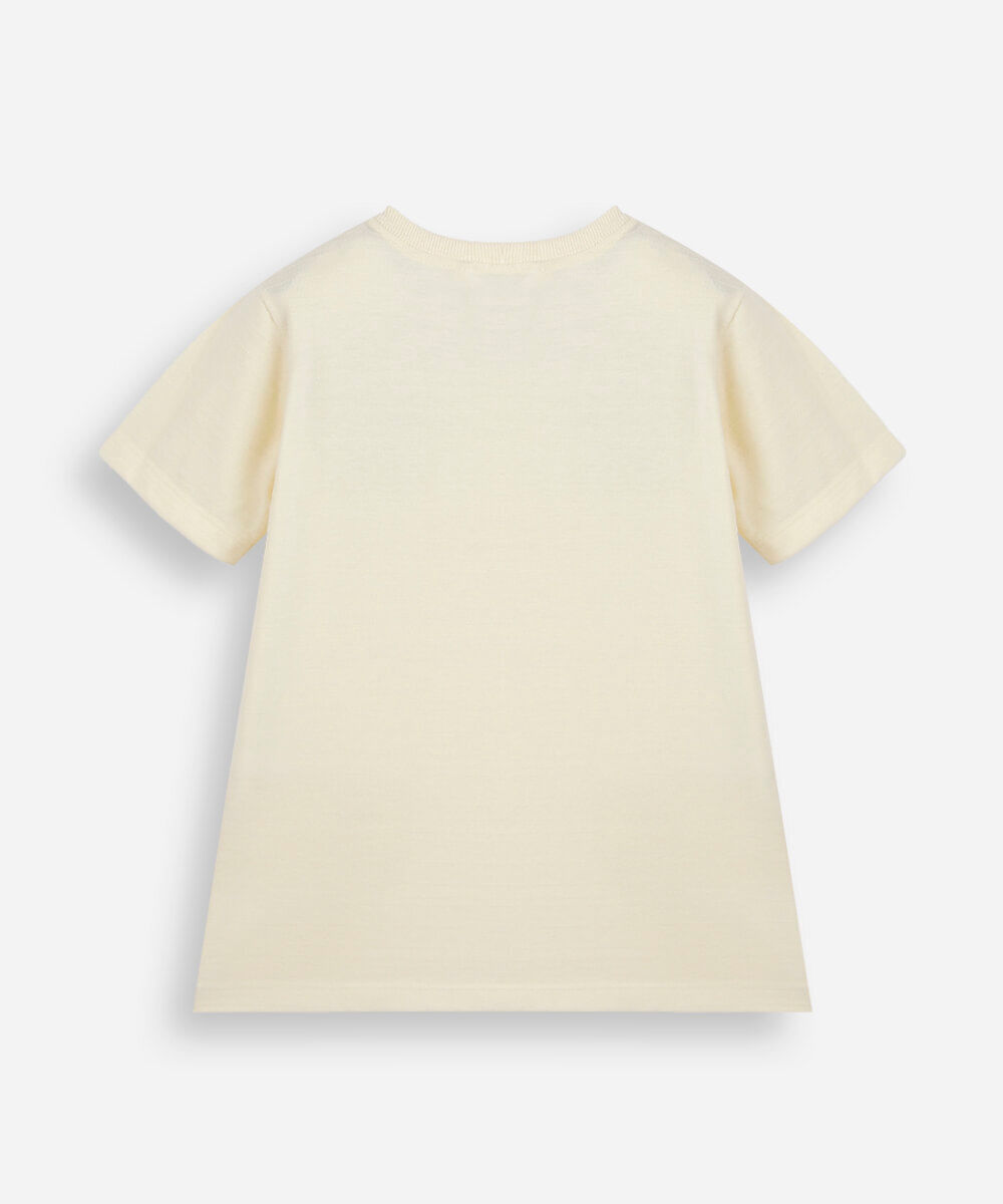 camiseta infantil malha estampada amarela
