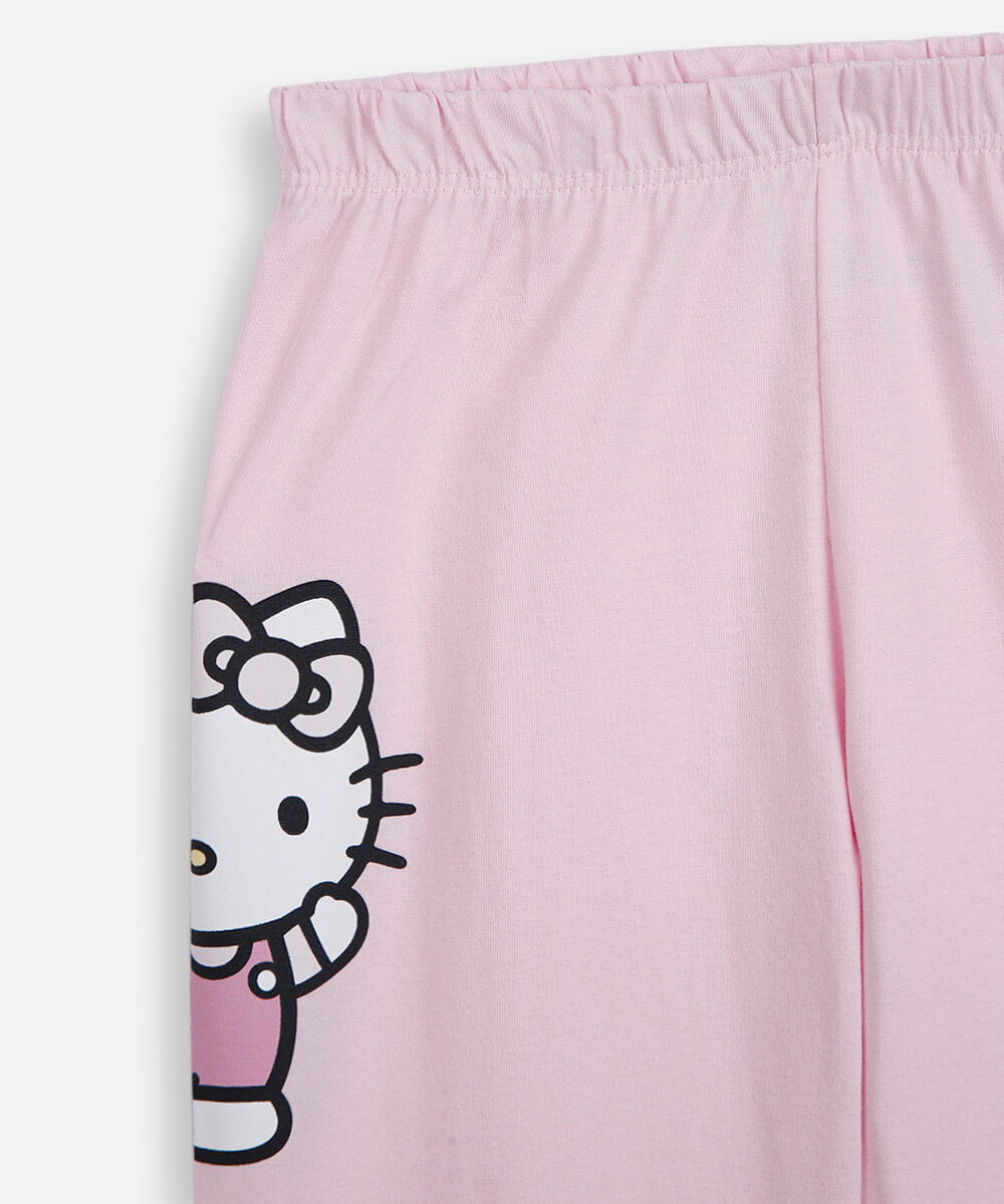 pijama longo infantil de algodão hello kitty rosa