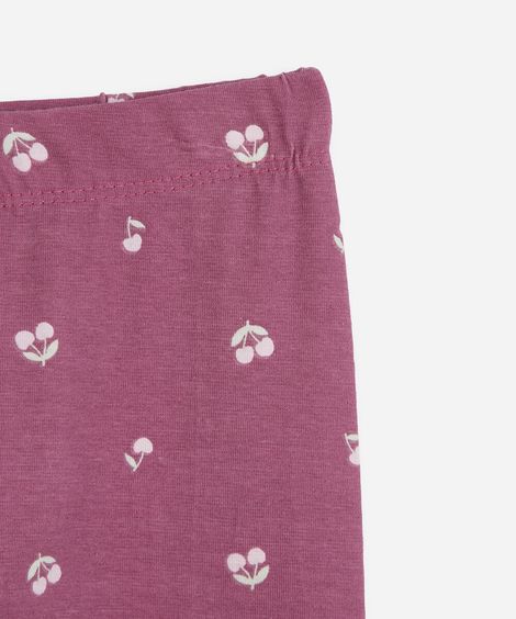 kit de 2 calças legging infantil de algodão cerejas multicor