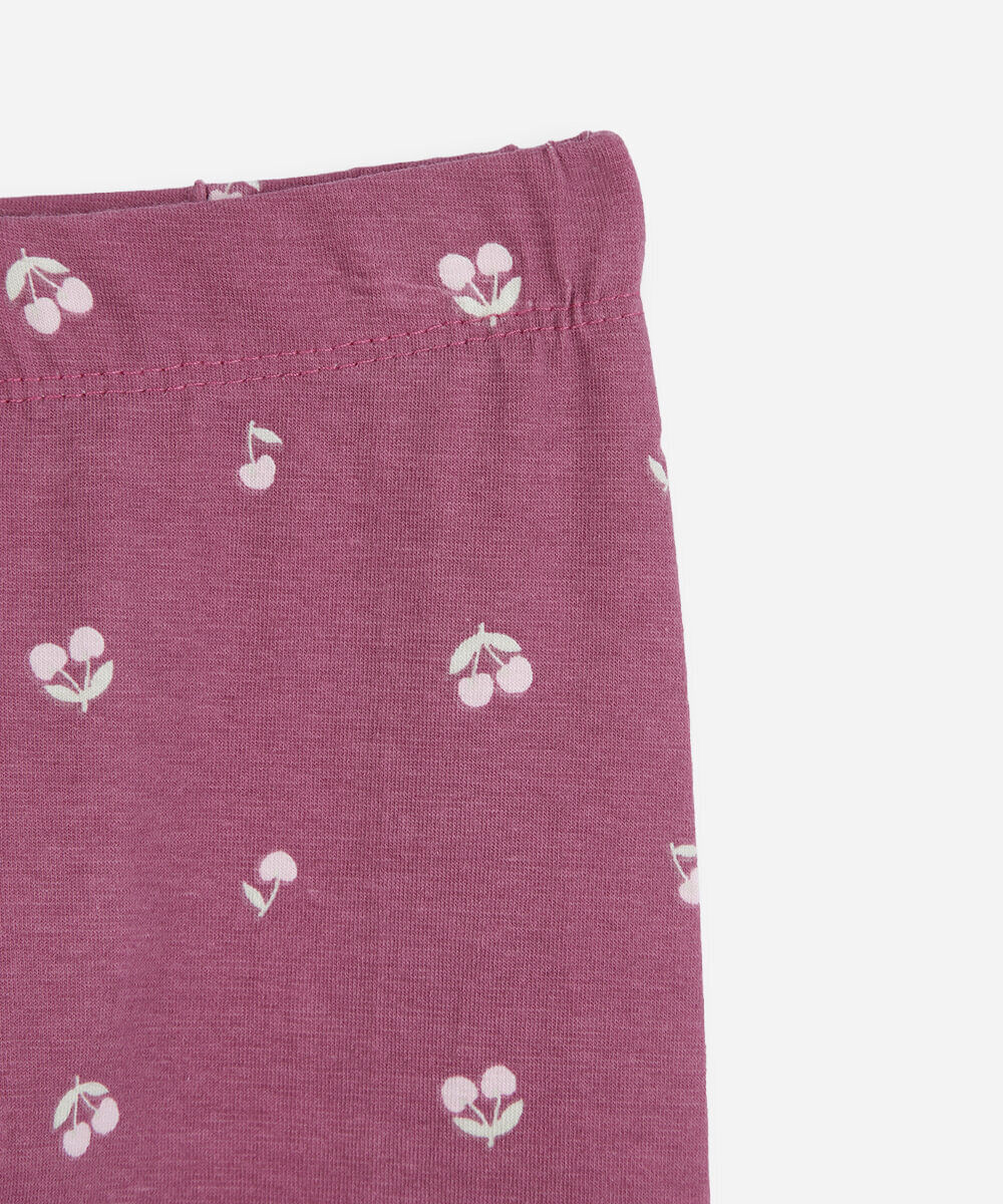 kit de 2 calças legging infantil de algodão cerejas multicor