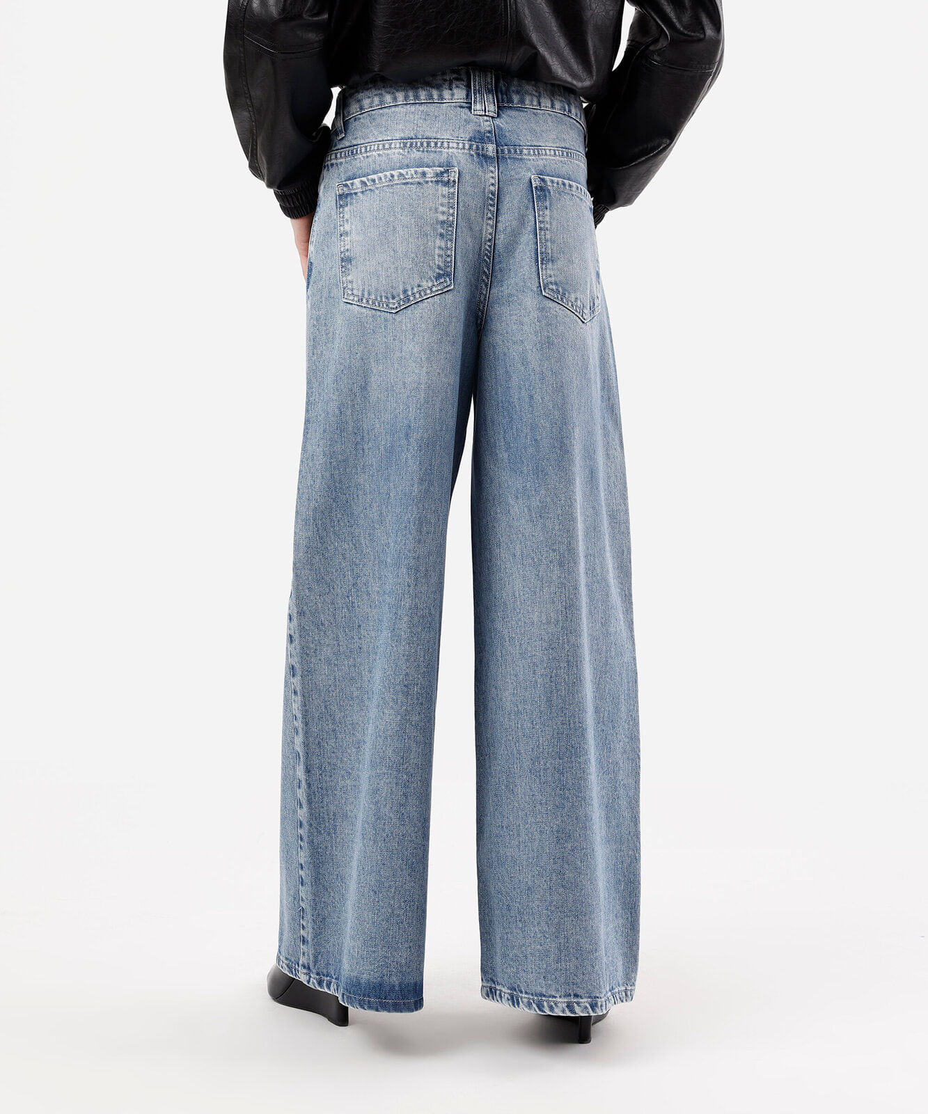 calça jeans feminina wide leg cintura média azul