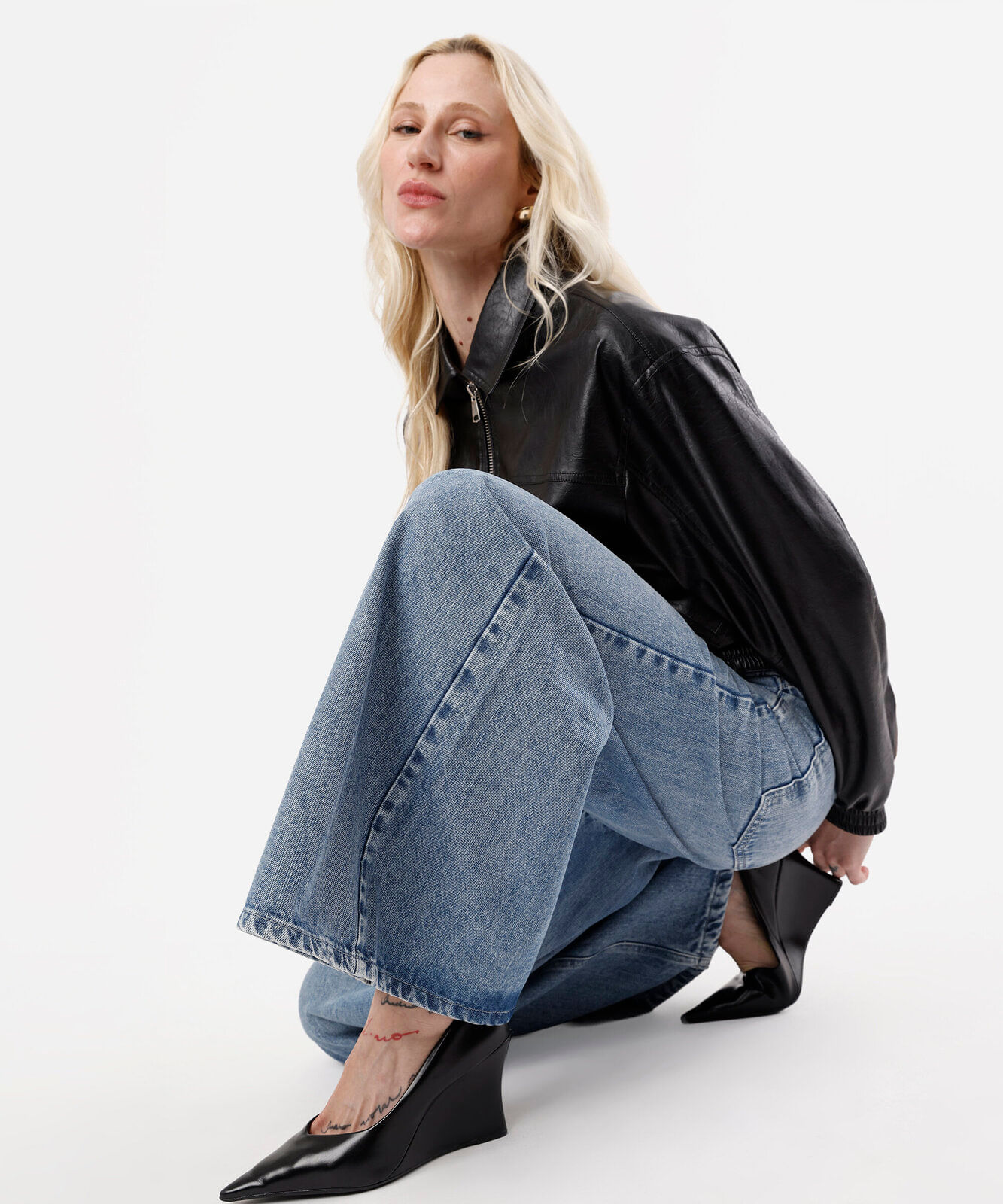 calça jeans feminina wide leg cintura média azul