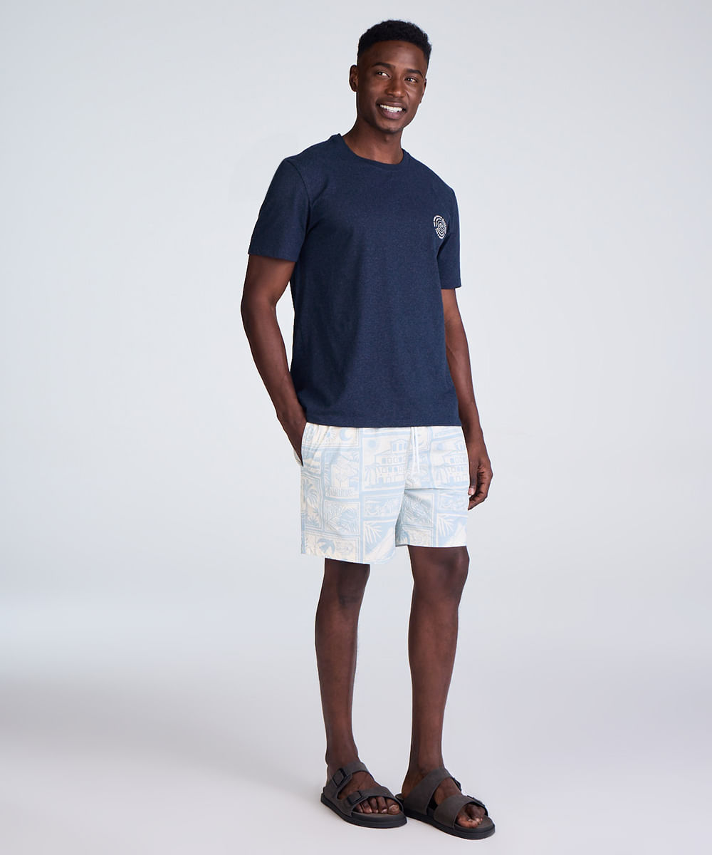 short reto masculino estampado off white