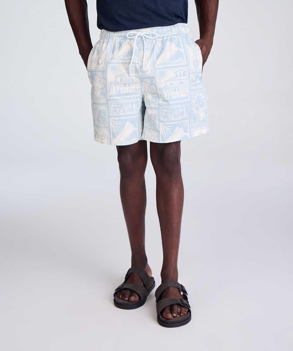 short reto masculino estampado off white