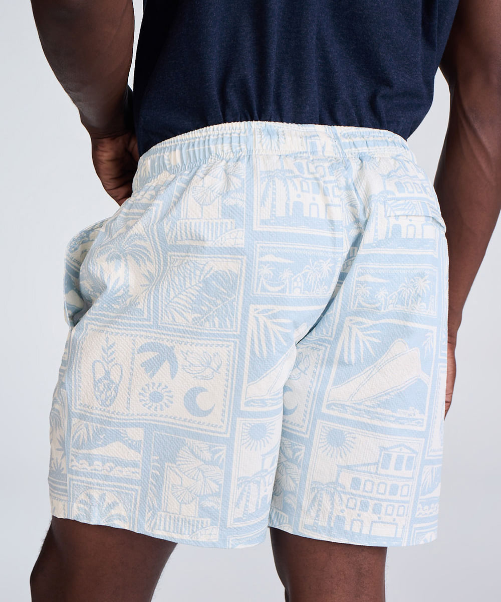 short reto masculino estampado off white