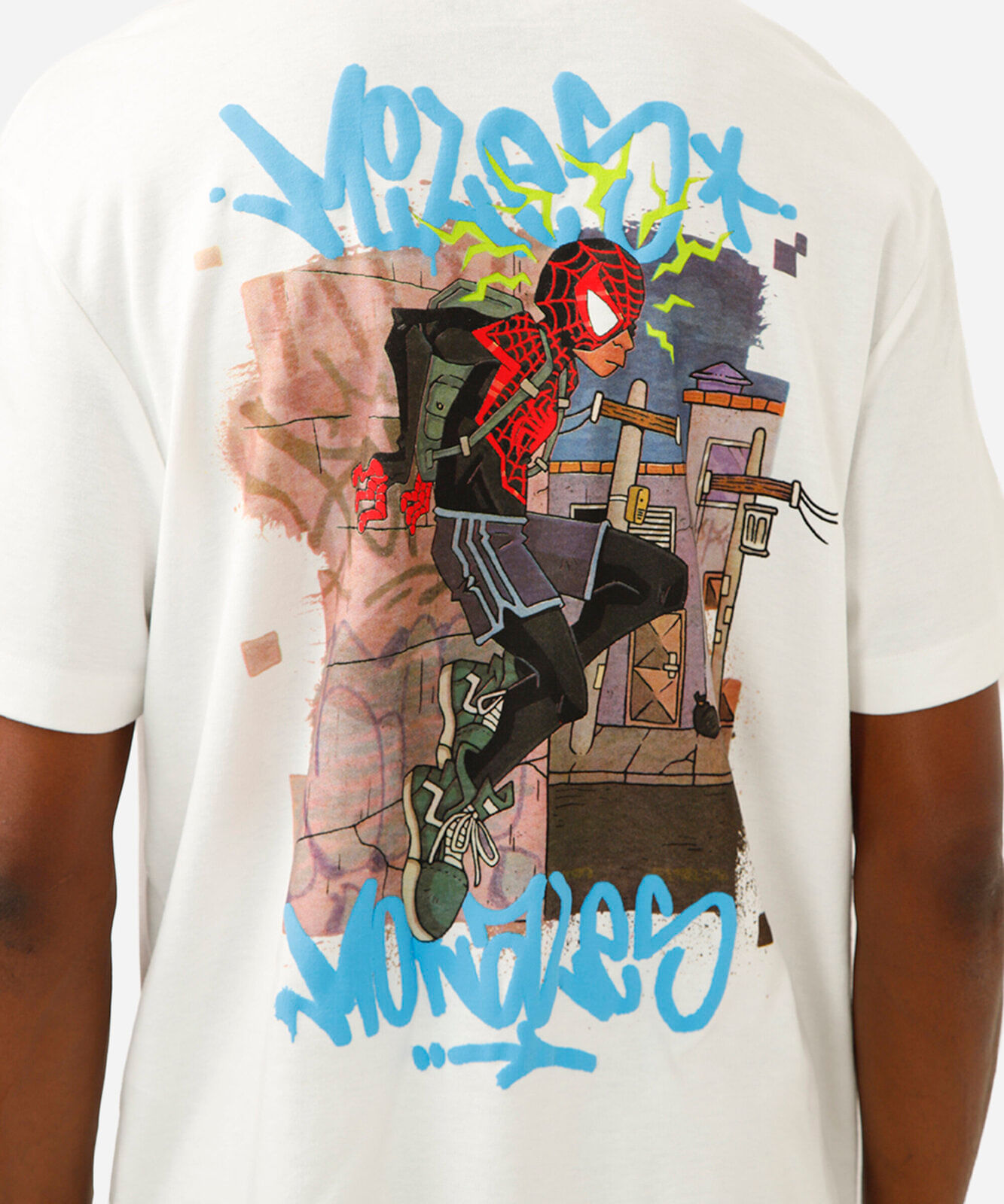 camiseta fit de algodão miles morales o poder é nosso off white