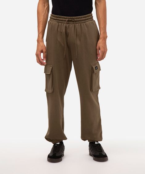 calça de moletom cargo - verde militar