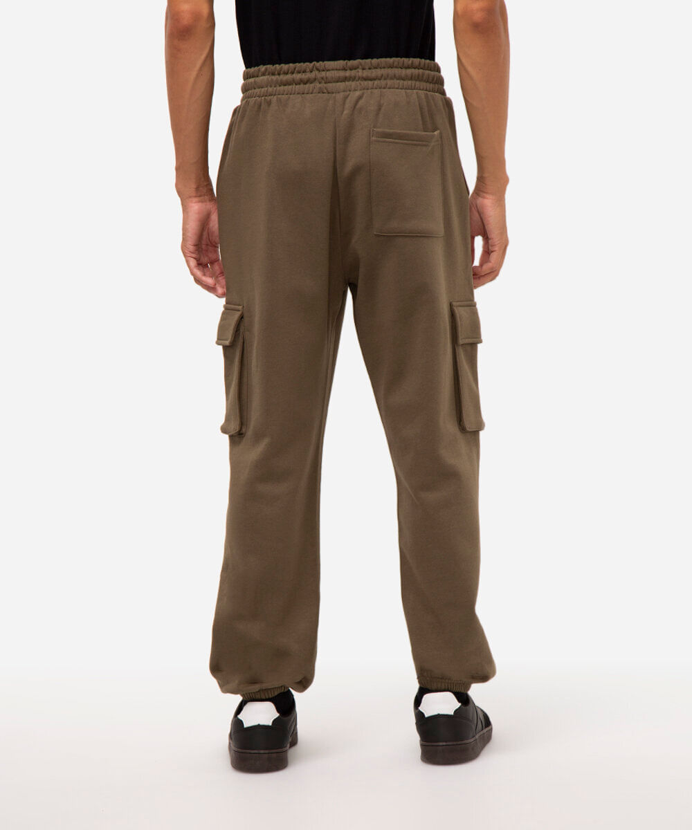 calça de moletom cargo - verde militar