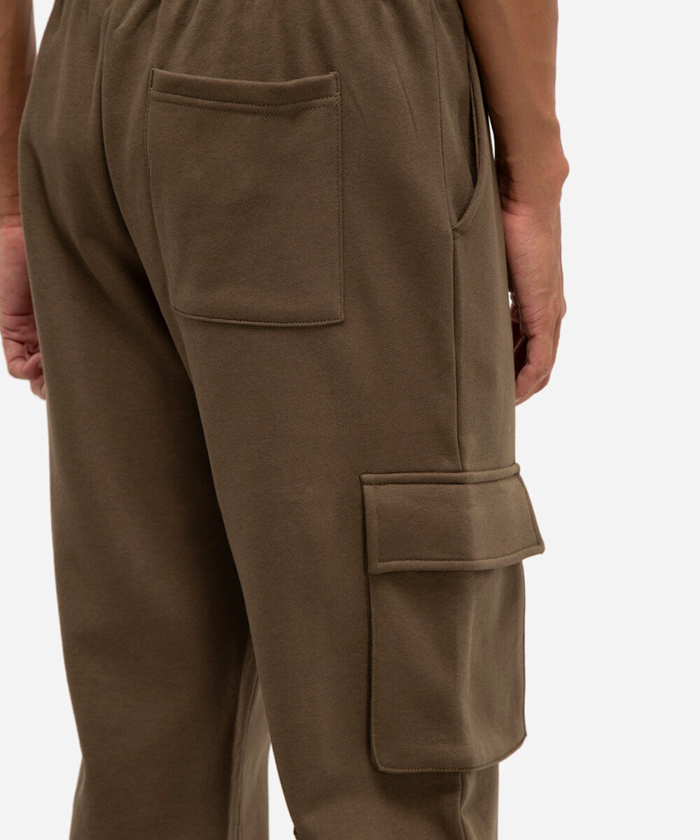calça de moletom cargo - verde militar