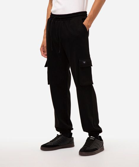 calça de moletom cargo - preto