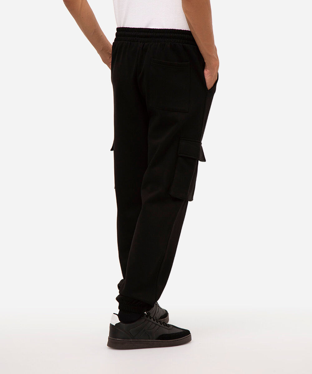 calça de moletom cargo - preto