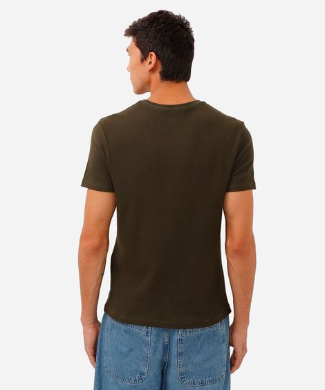 camiseta de algodão manga curta texturizada verde