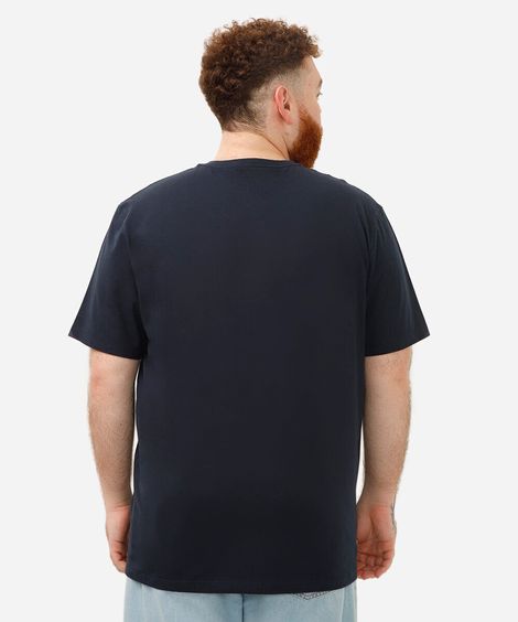 camiseta básica de algodão manga curta plus size azul