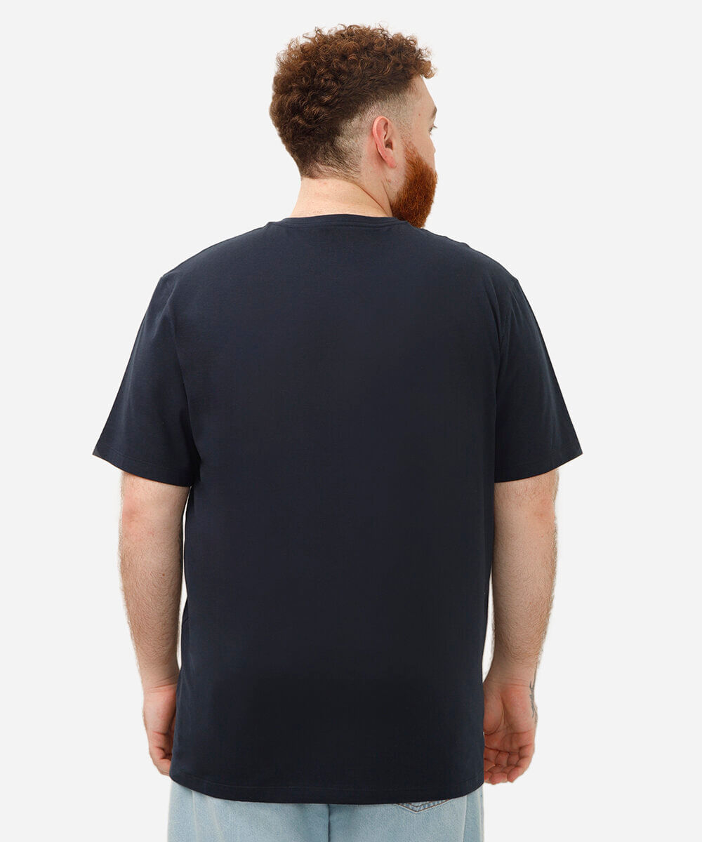 camiseta básica de algodão manga curta plus size azul