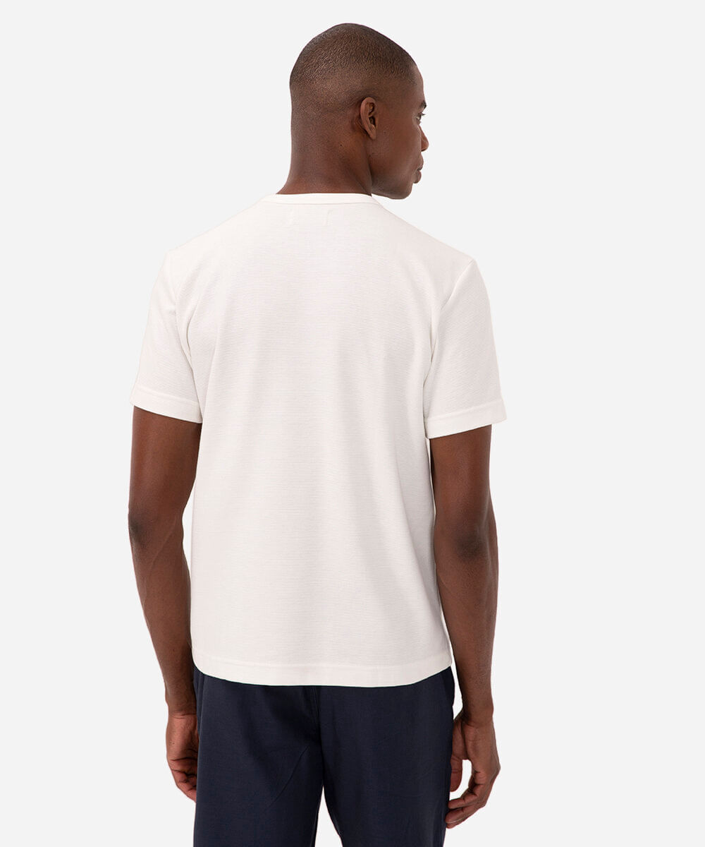 camiseta de algodão texturizada manga curta off white
