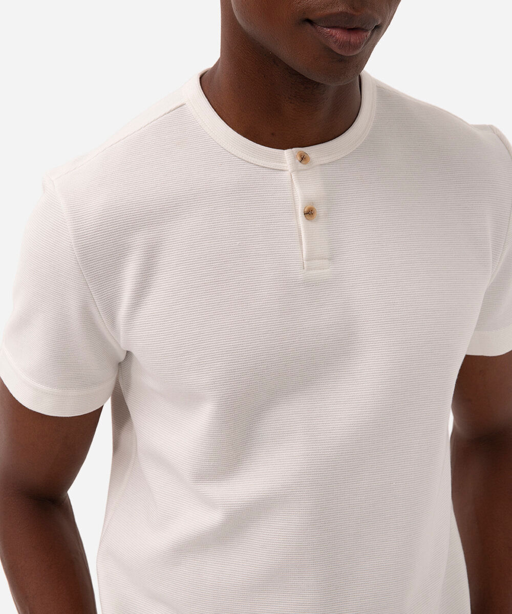 camiseta de algodão texturizada manga curta off white