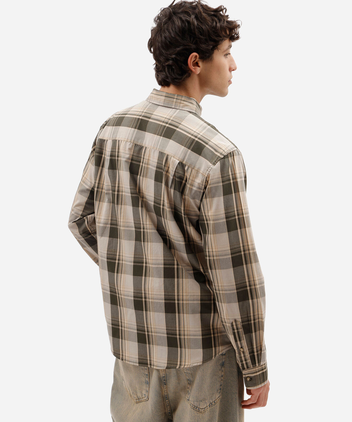 camisa masculina com algodão manga longa xadrez verde
