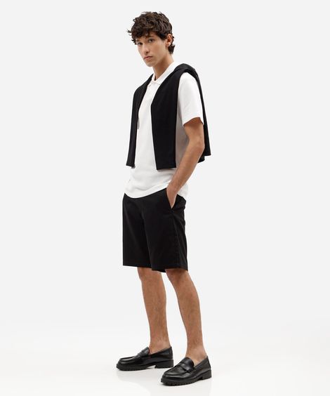 bermuda chino reta masculina de sarja preta