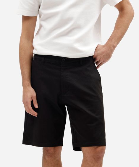 bermuda chino reta masculina de sarja preta